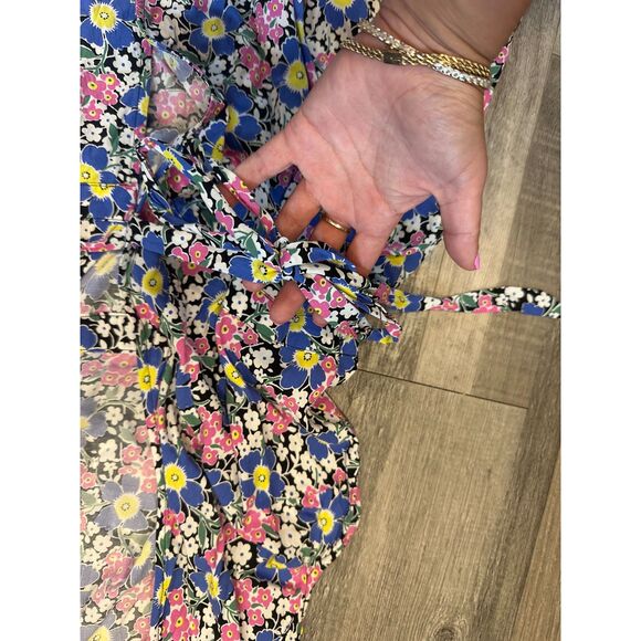 J.Crew Midi Wrap dress in Soft Rayon Pink & Blue Flowers - Picture 5 of 5